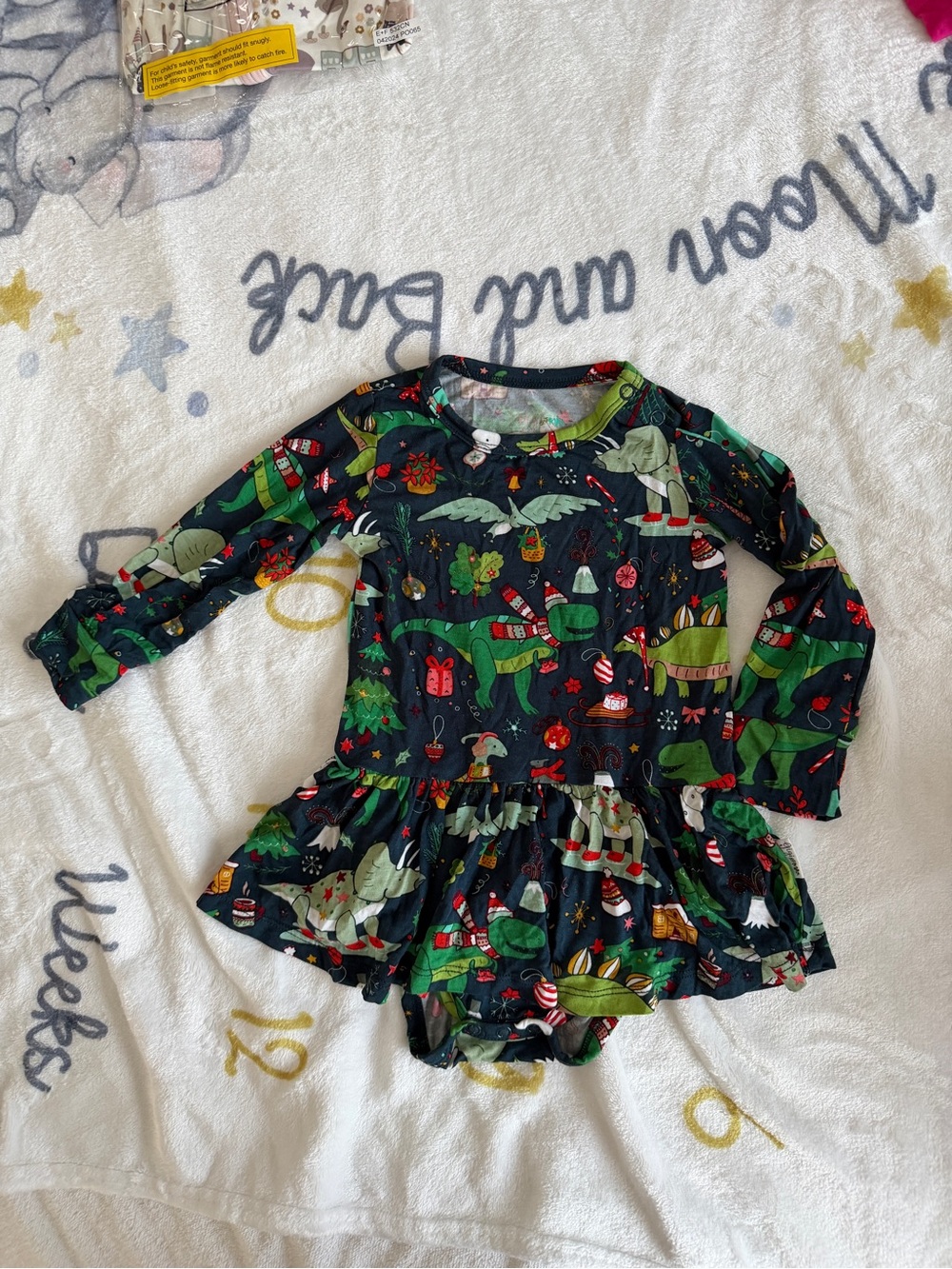 NWOT Gigi and Max Bamboo body suite Christmas Dinosaur dress - 12-18M